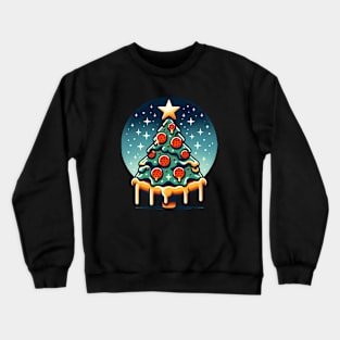 Pizza Xmas Tree, Christmas Style Pizza Lover Crewneck Sweatshirt